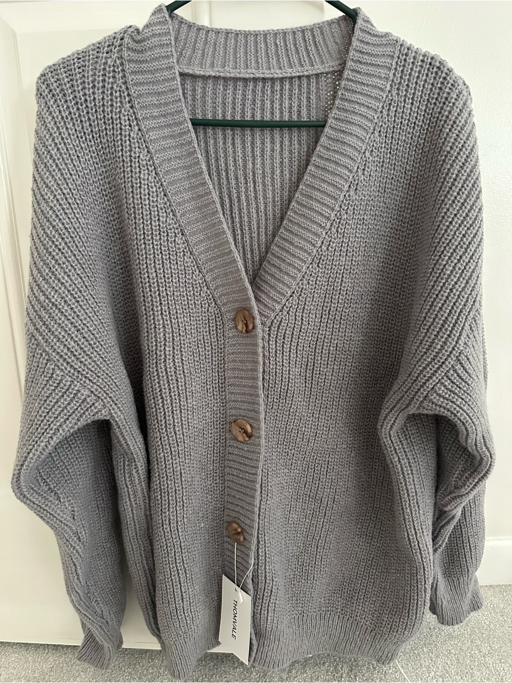 Classic Gray Button-Up Knit Cardigan
